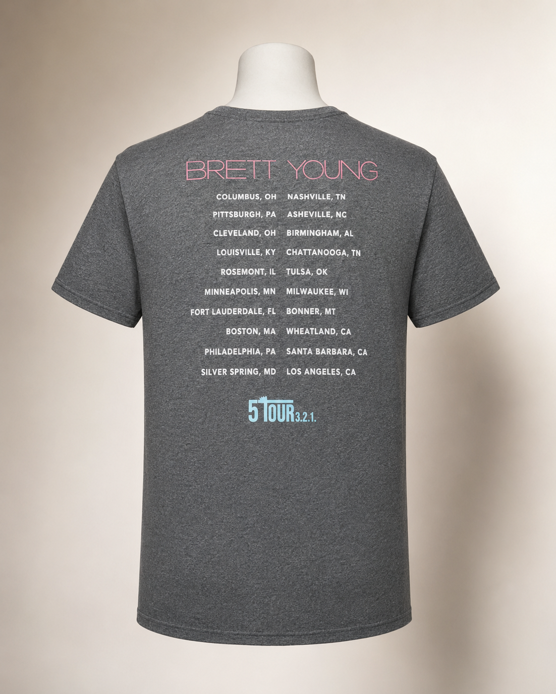 Brett Young 5 Tour graphic T-shirt men's Large tour dates back
