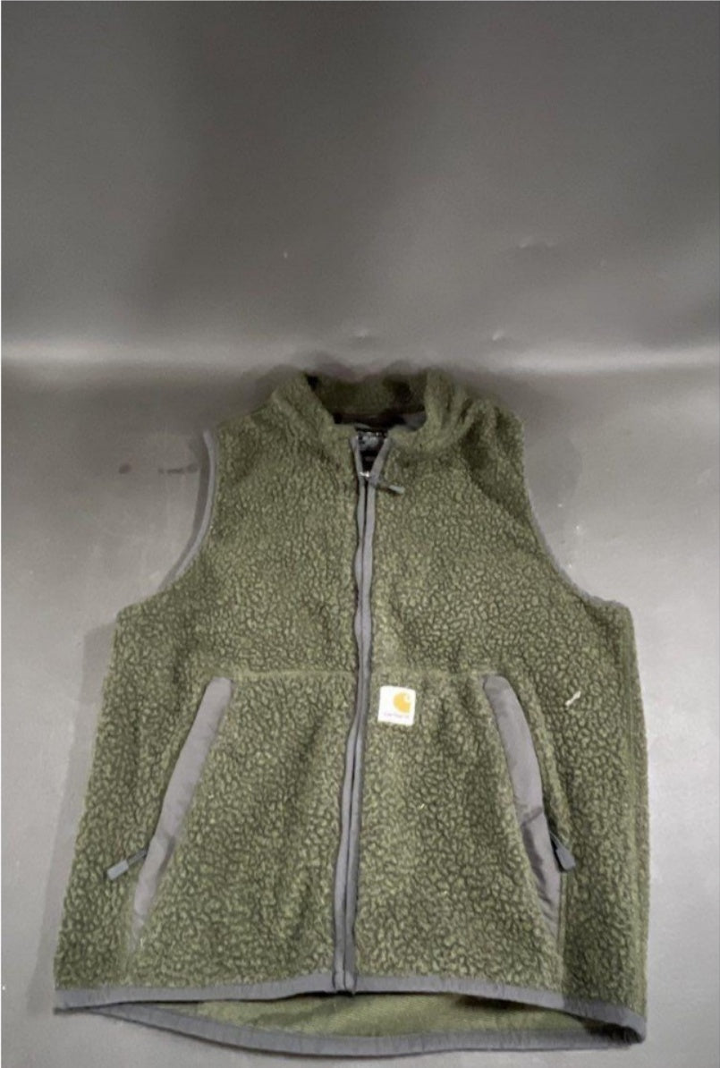 Carhartt green sherpa vest women's small front source photo