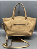 Coach Prairie taupe pebbled leather double zip satchel clean source photo