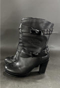 Vintage Harley-Davidson black leather studded heeled biker boots women's 6.5 clean source photo