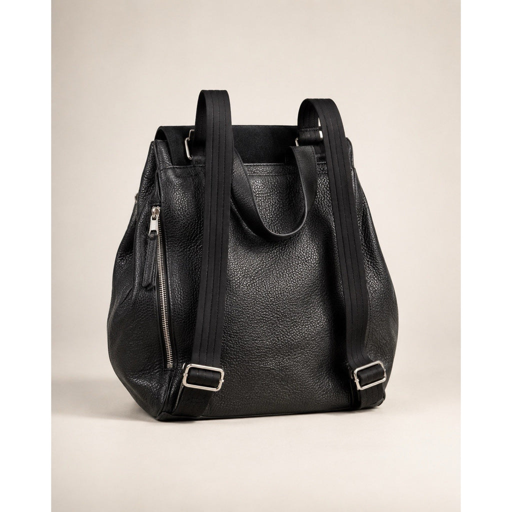 Treasure & Bond Amari Convertible Leather Backpack Black Pebbled