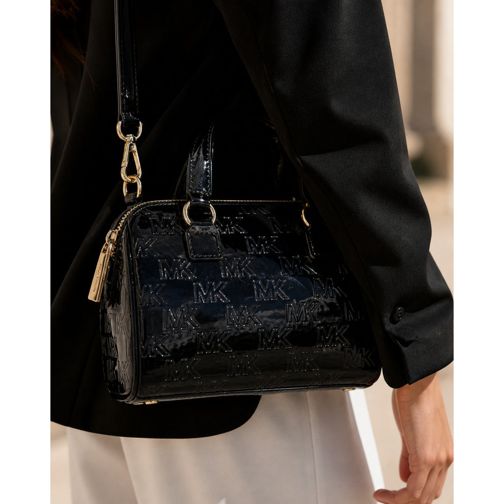 Michael Kors Mason Small Patent Leather Duffle Satchel Black