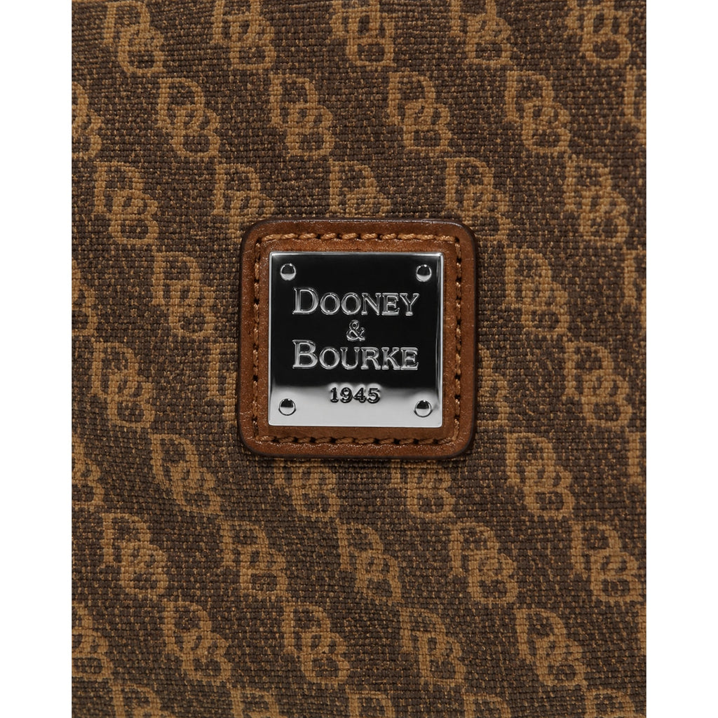 Dooney & Bourke Brown Coated Cotton Monogram Hobo Shoulder Bag