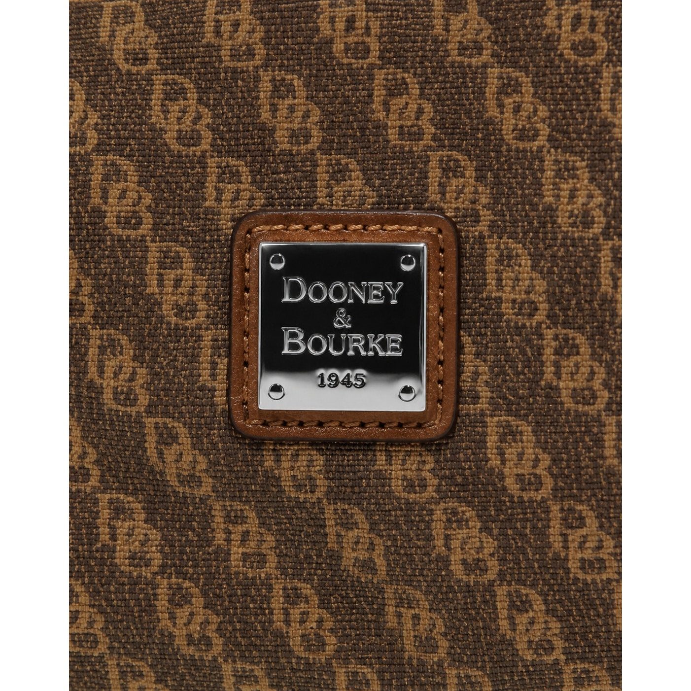 Dooney & Bourke Brown Coated Cotton Monogram Hobo Shoulder Bag