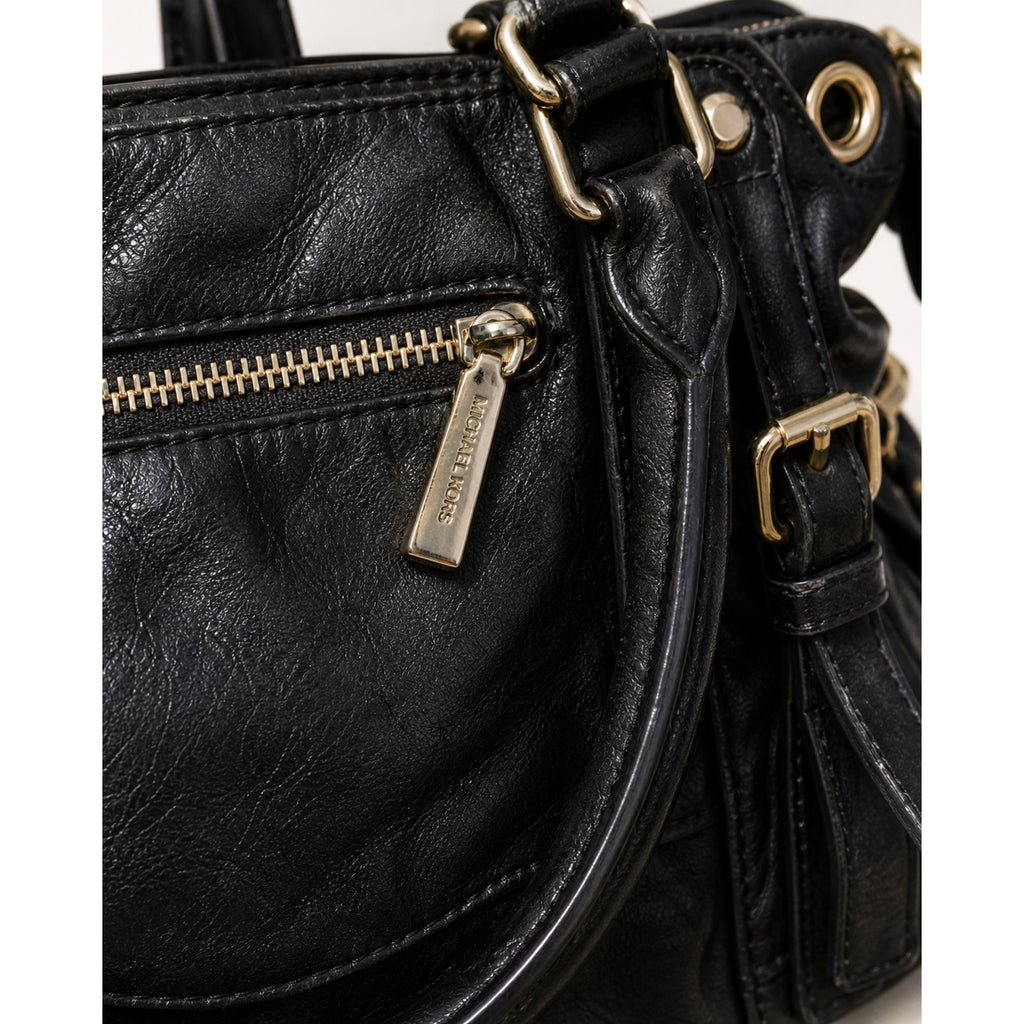 Michael Kors McGraw Black Pebbled Leather Satchel Bag
