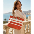 Kate Spade Hawthorne Lane Ryan Orange White Striped Tote Bag