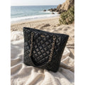 Kate Spade New York Black Quilted Leather Chain Tote Bag