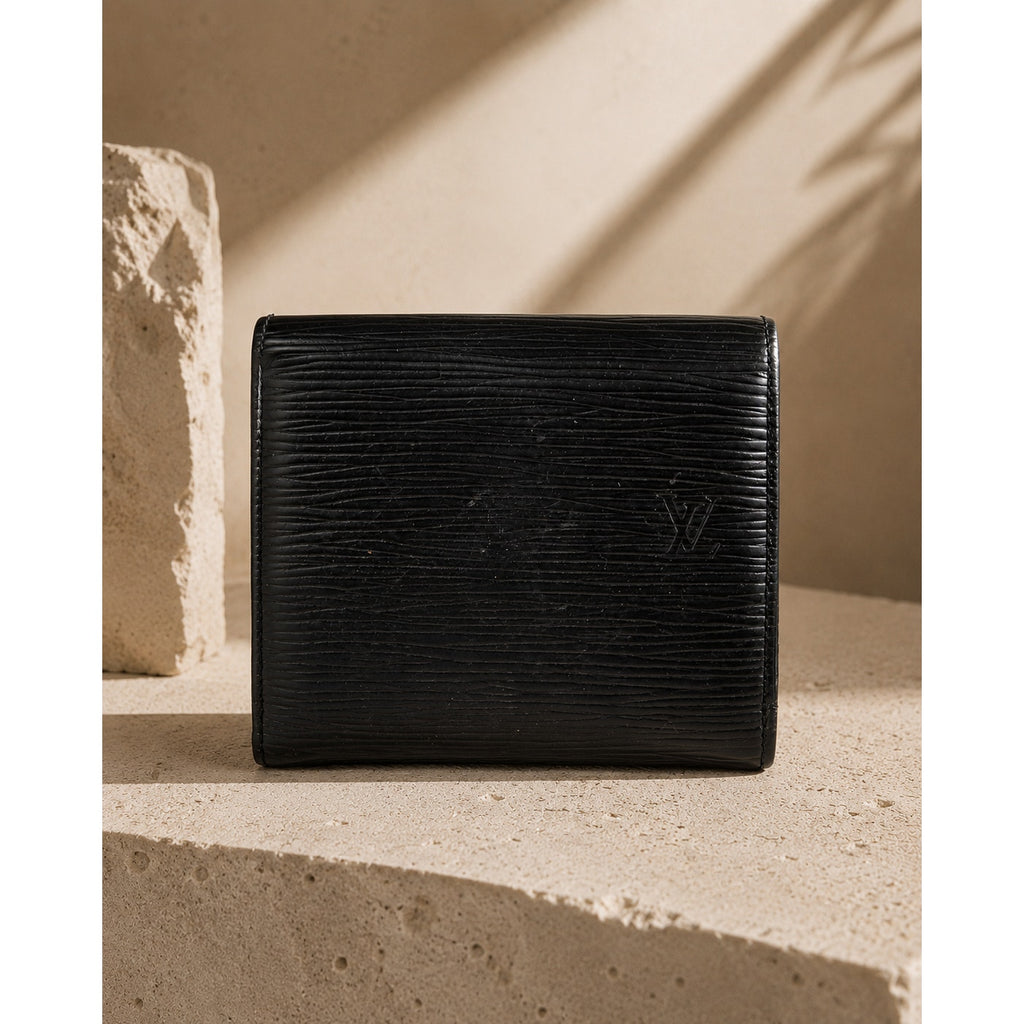 Louis Vuitton Elise Wallet Black Epi Leather Silver Hardware