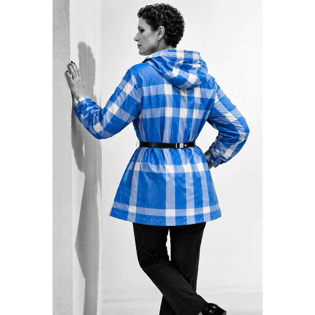 Burberry Coat Blue Nova Check Hooded Jacket XL NWT