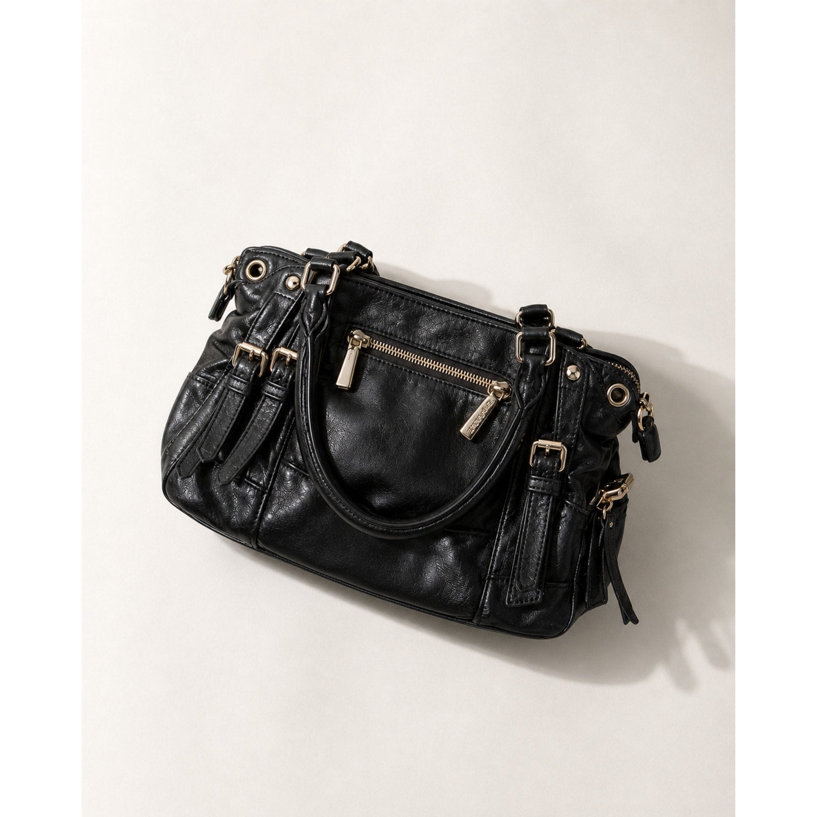 Michael Kors McGraw Black Pebbled Leather Satchel Bag