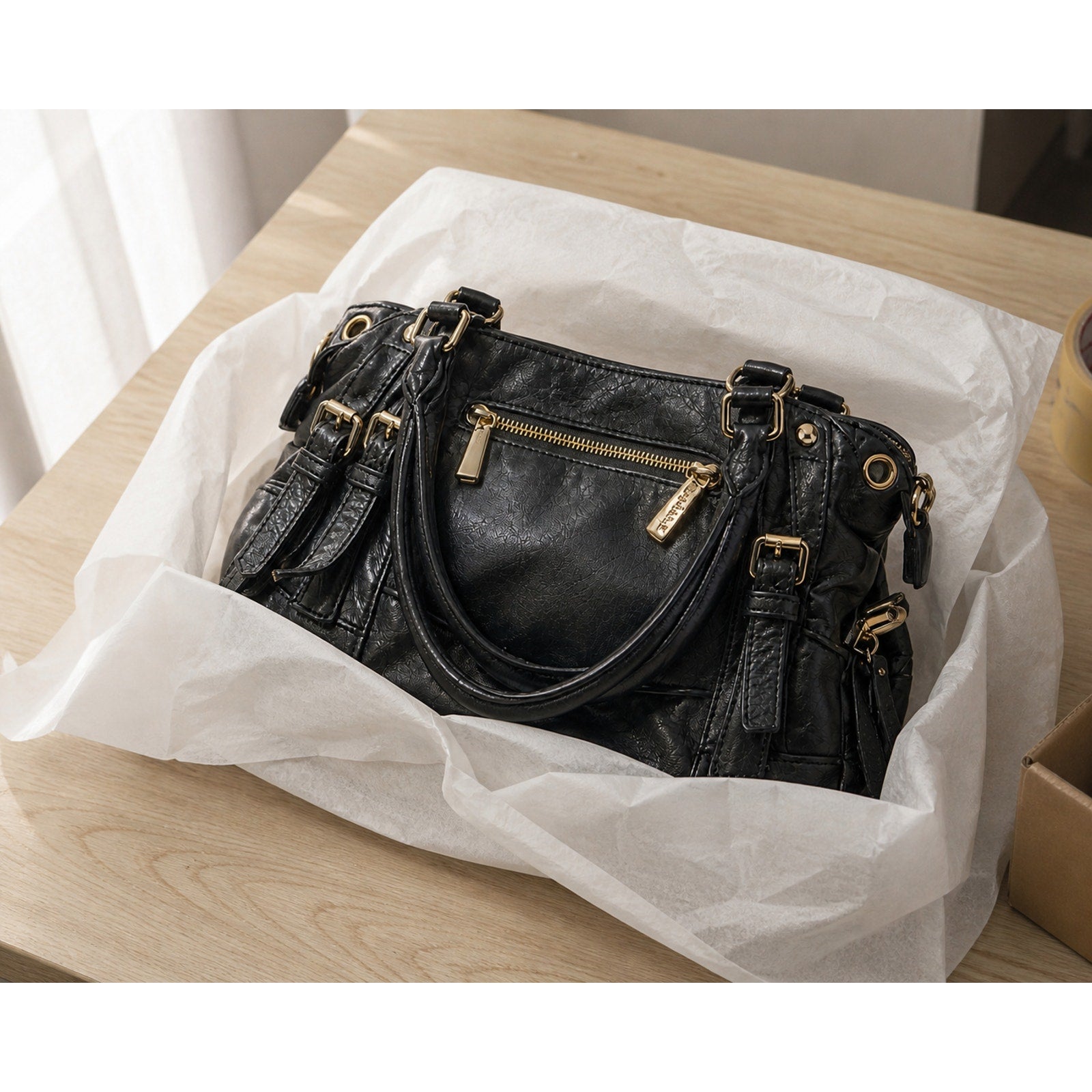 Michael Kors McGraw Black Pebbled Leather Satchel Bag