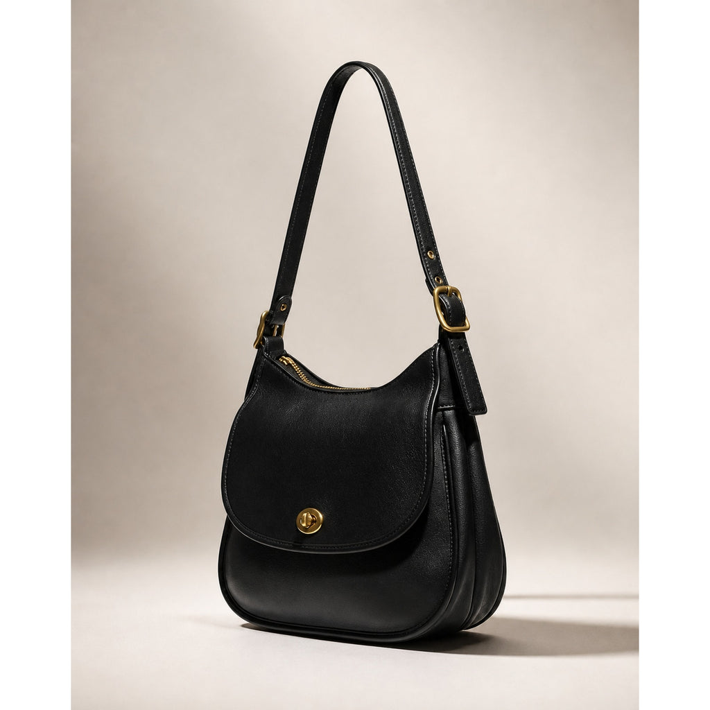 Vintage Coach Ergo 9988 Black Leather Shoulder Bag USA Made