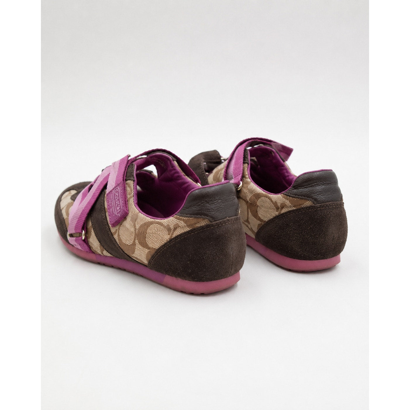 Coach Juli Mary Jane Sneakers Women 6M Brown Signature Canvas Pink Y2K