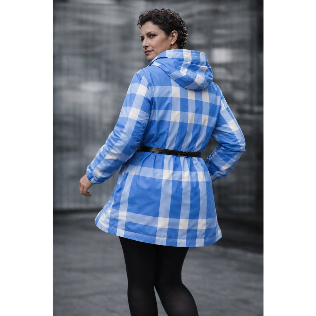 Burberry Coat Blue Nova Check Hooded Jacket XL NWT