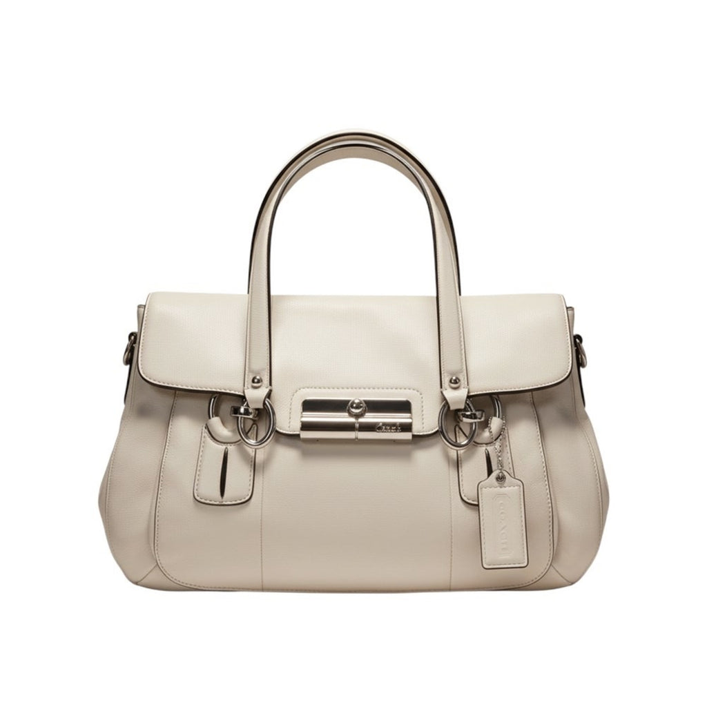 Coach Kristin Leather Satchel Ivory Cream Turnlock Shoulder Bag F13042