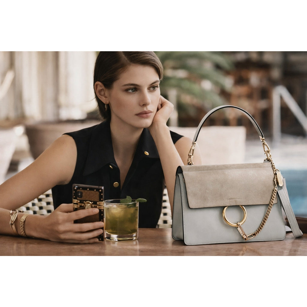 Chloé Faye Small Su Chloé Faye Small Suede Leather Shoulder Crossbody Bag Motty Gray ede Leather Shoulder Crossbody Bag Neutral