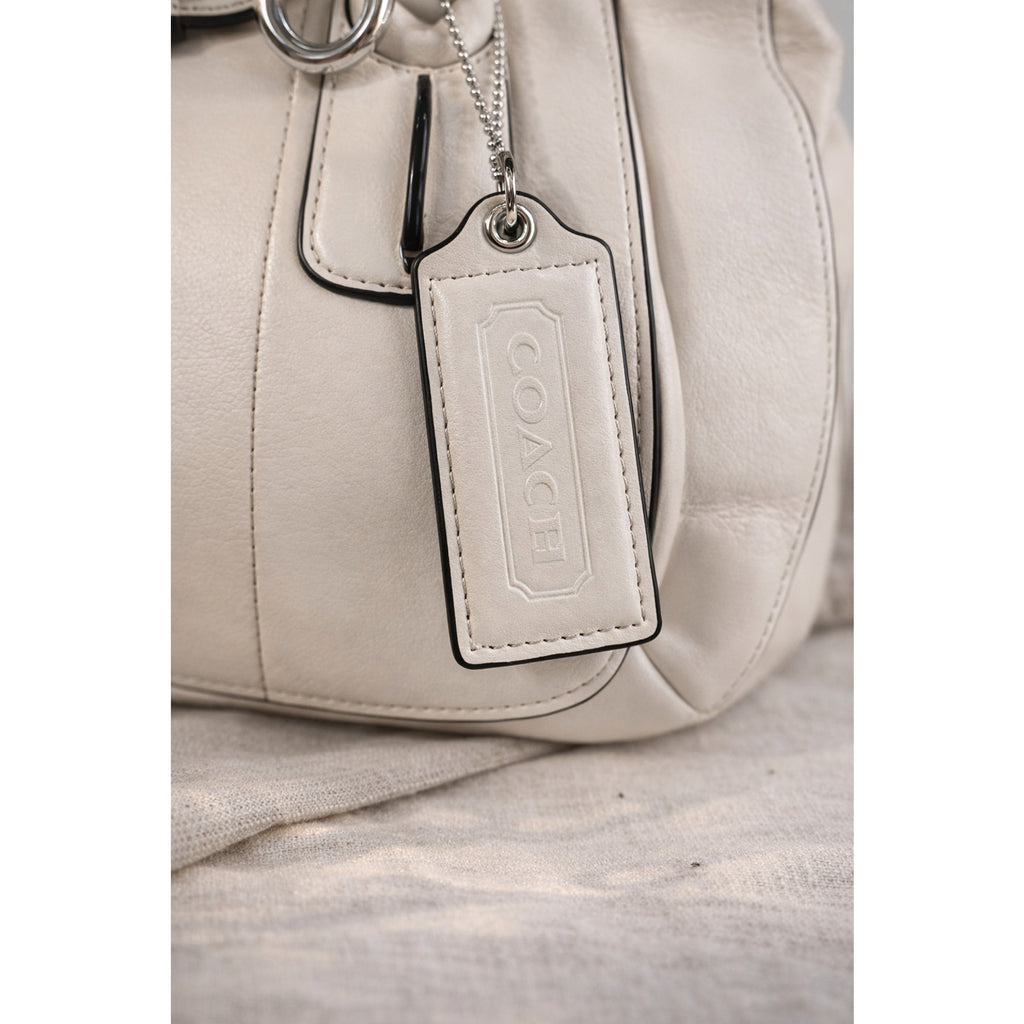 Coach Kristin Leather Satchel Ivory Cream Turnlock Shoulder Bag F13042