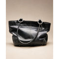 Vintage Y2K Coach Soho Black Smooth Leather Large Shoulder Tote Bag Silver