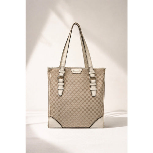 Celine Vintage Canvas Top Handle Tote Bag Brown Tan Logo Print