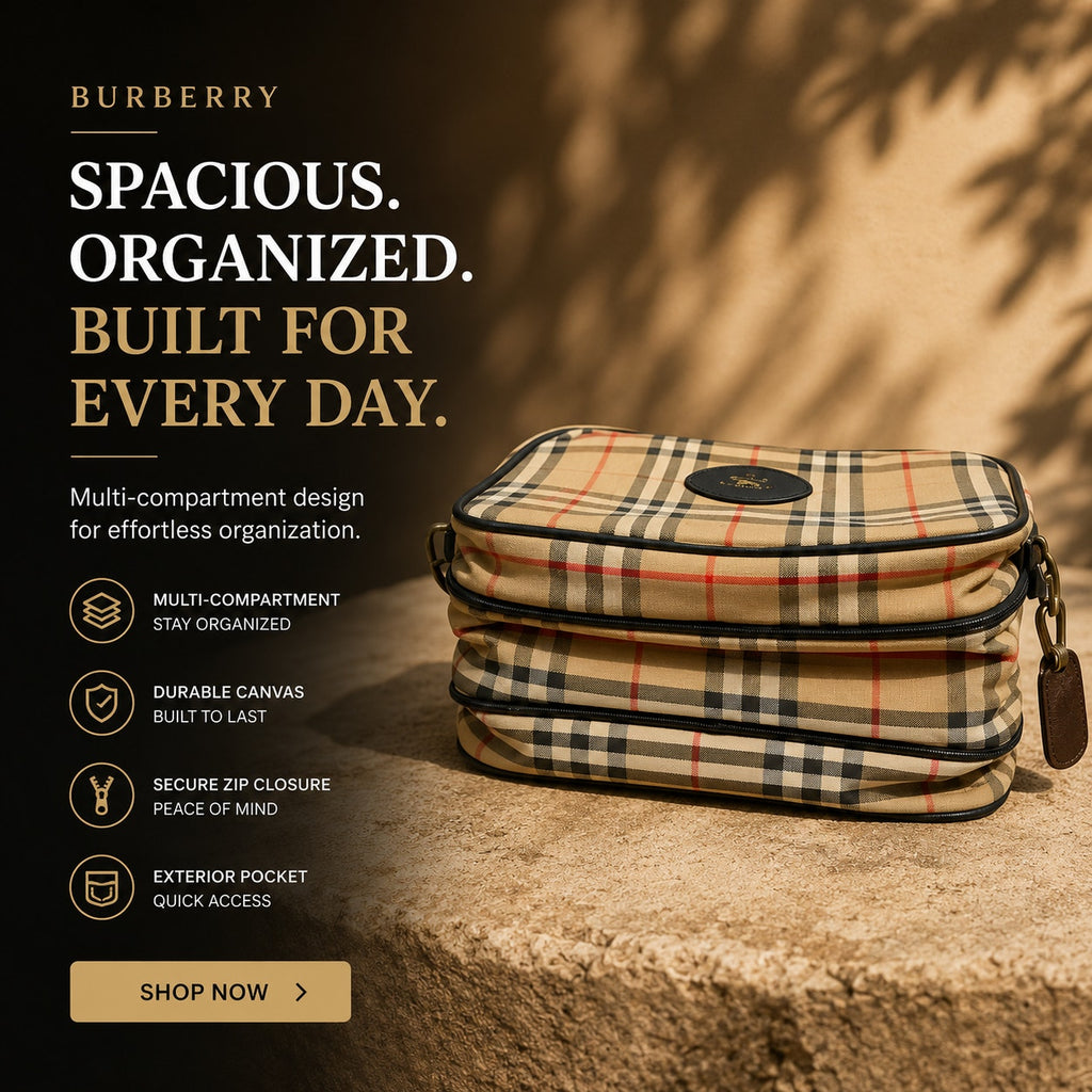 Burberry Nova Check Messenger Bag Coated Canvas Leather Crossbody