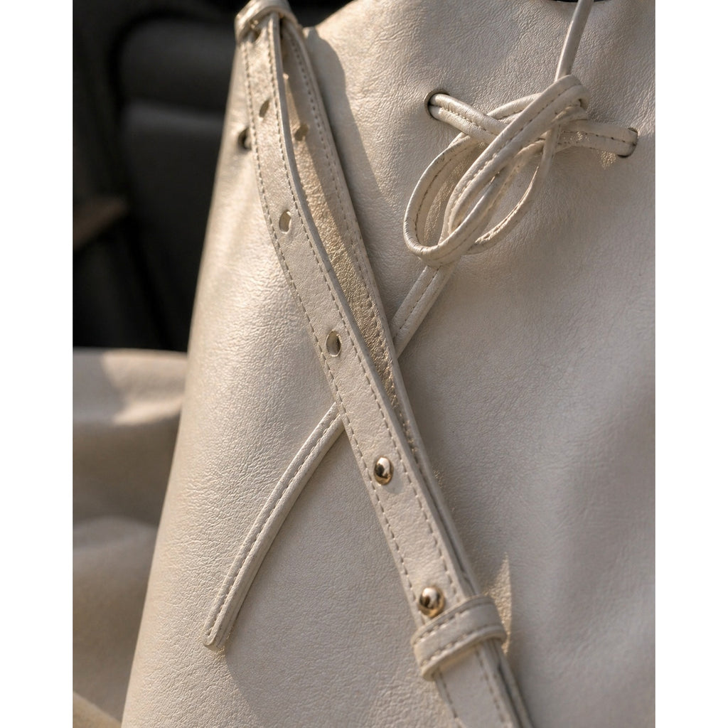Mansur Gavriel Bucket Bag White Leather Drawstring Shoulder Crossbodyebay form