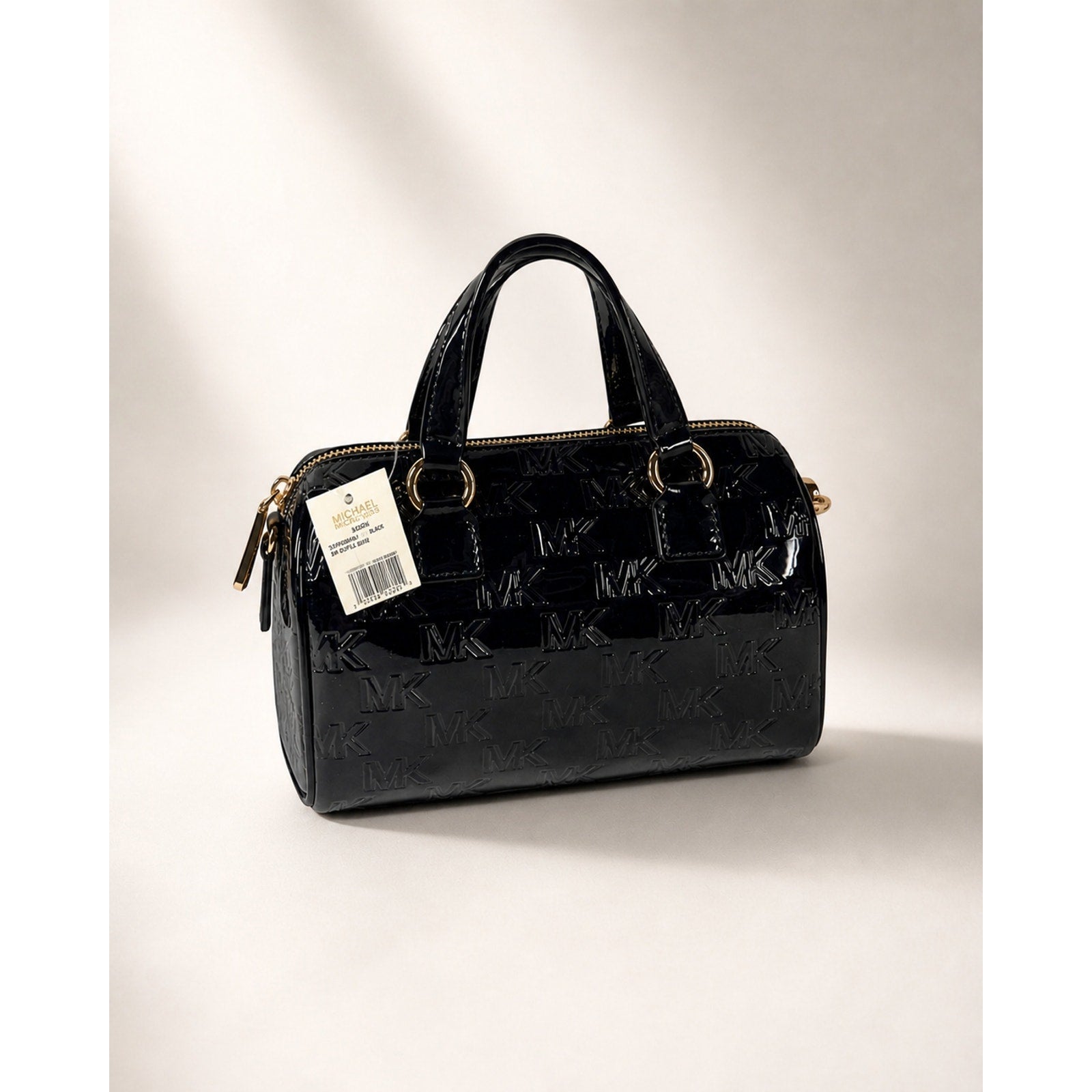 Michael Kors Mason Small Patent Leather Duffle Satchel Black