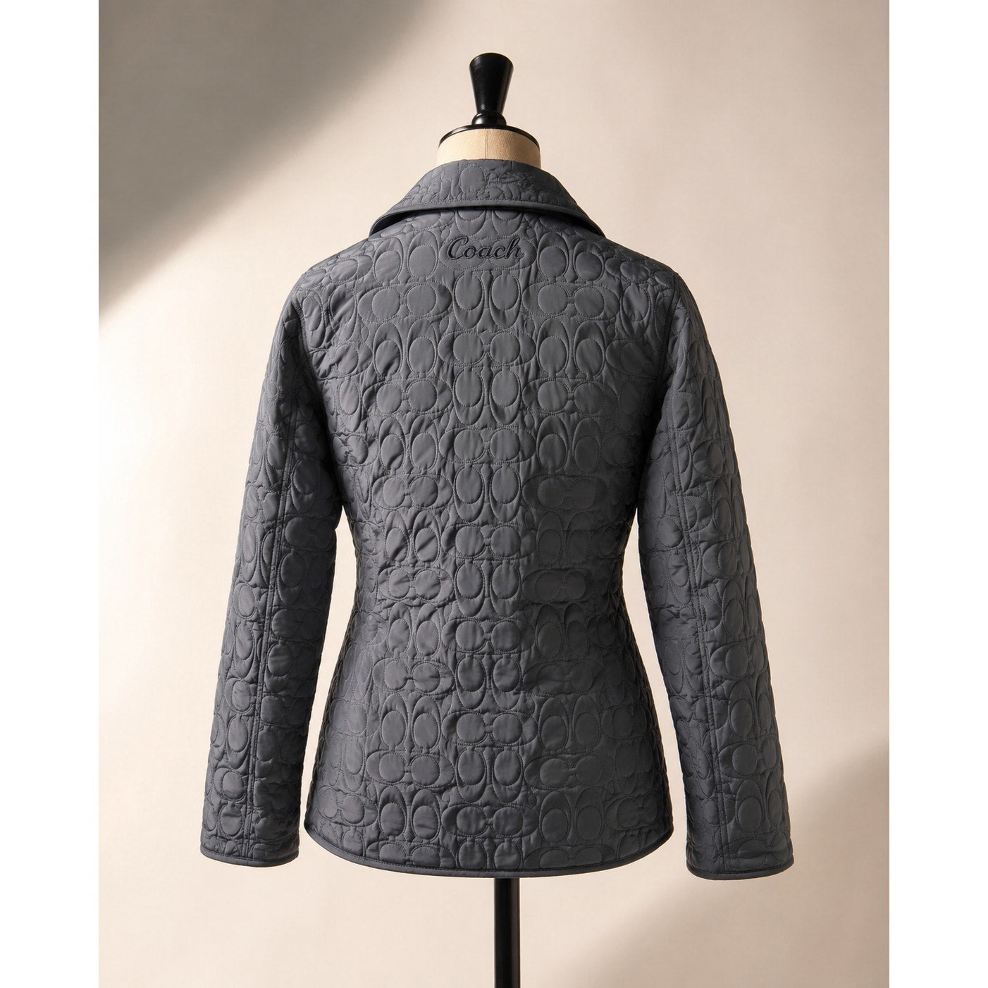 Coach Gray Signature Quilted Jacket Pink Lining Women XS