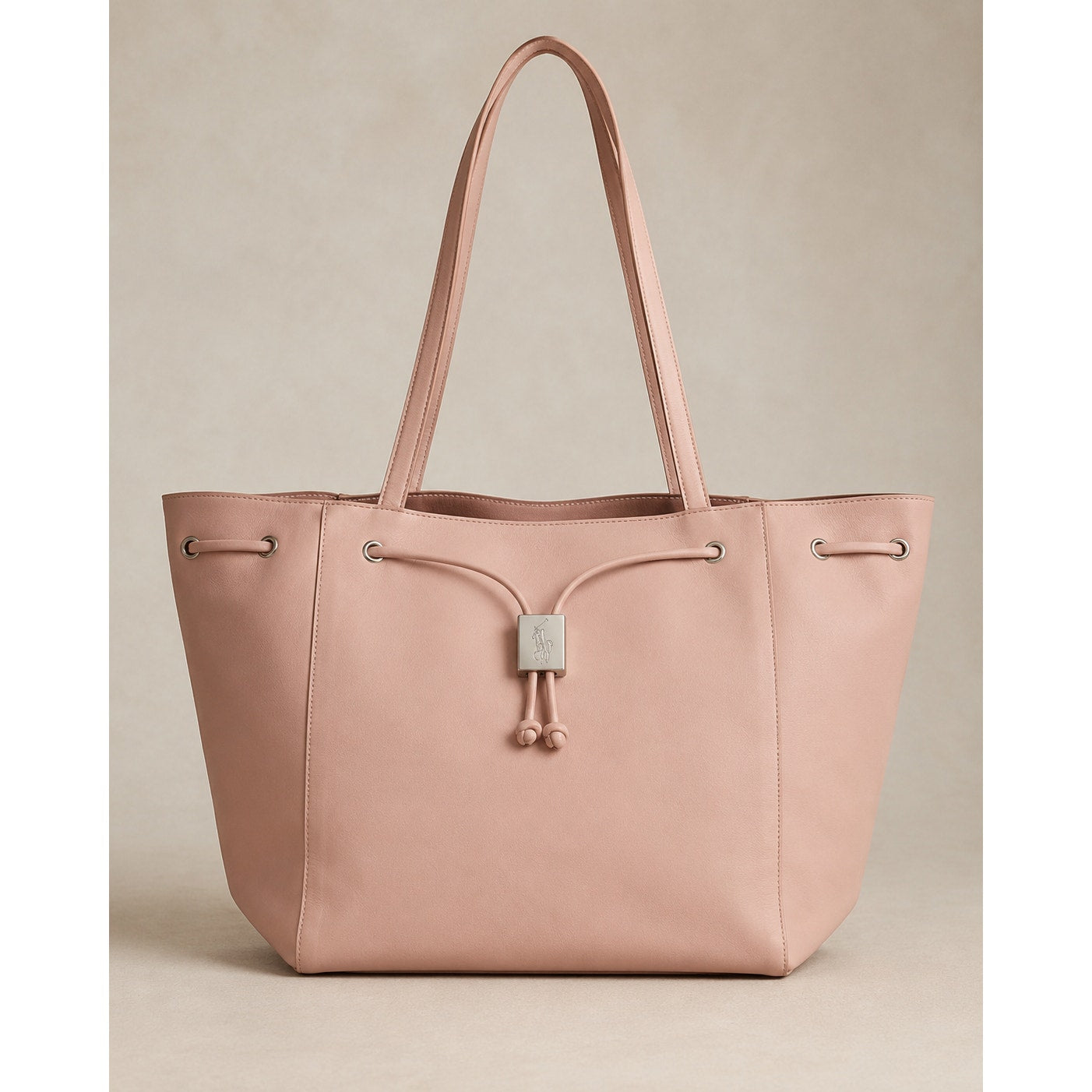 Ralph Lauren Romance Pink Faux Leather Drawstring Bucket Tote NWT
