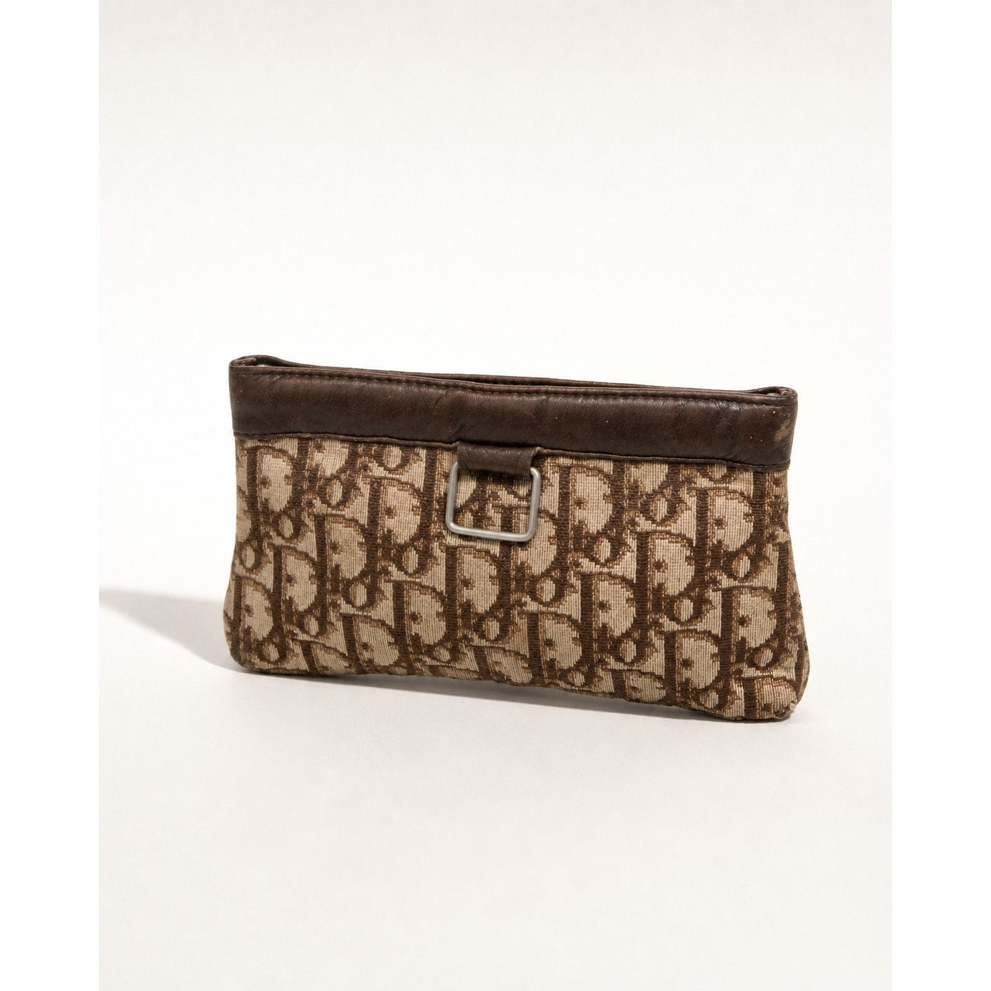 Christian Dior Vintage Trotter Monogram Canvas Clutch Bag Brown Beige