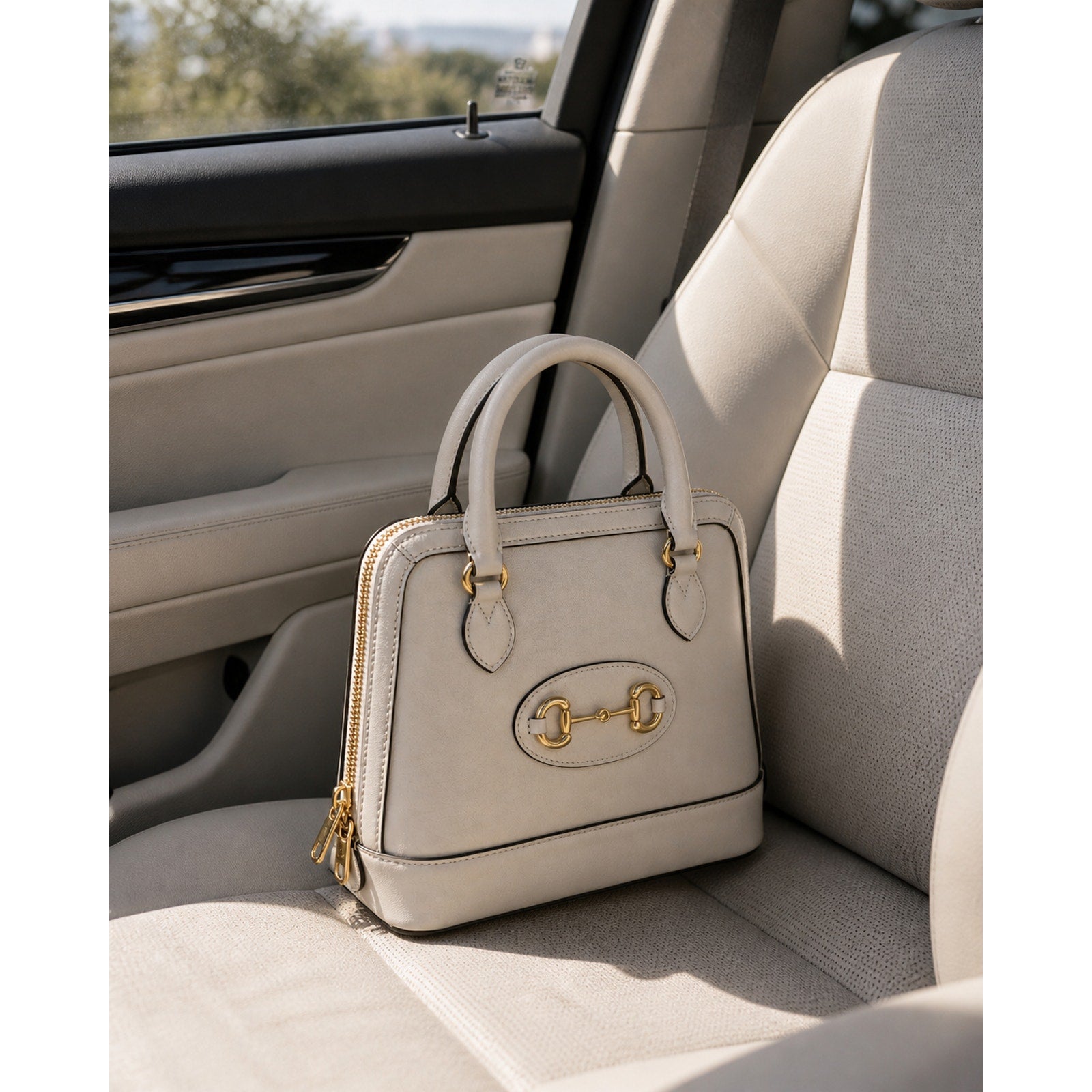 Gucci Horsebit 1955 Mini Top Handle Bag Cream Leather Gold