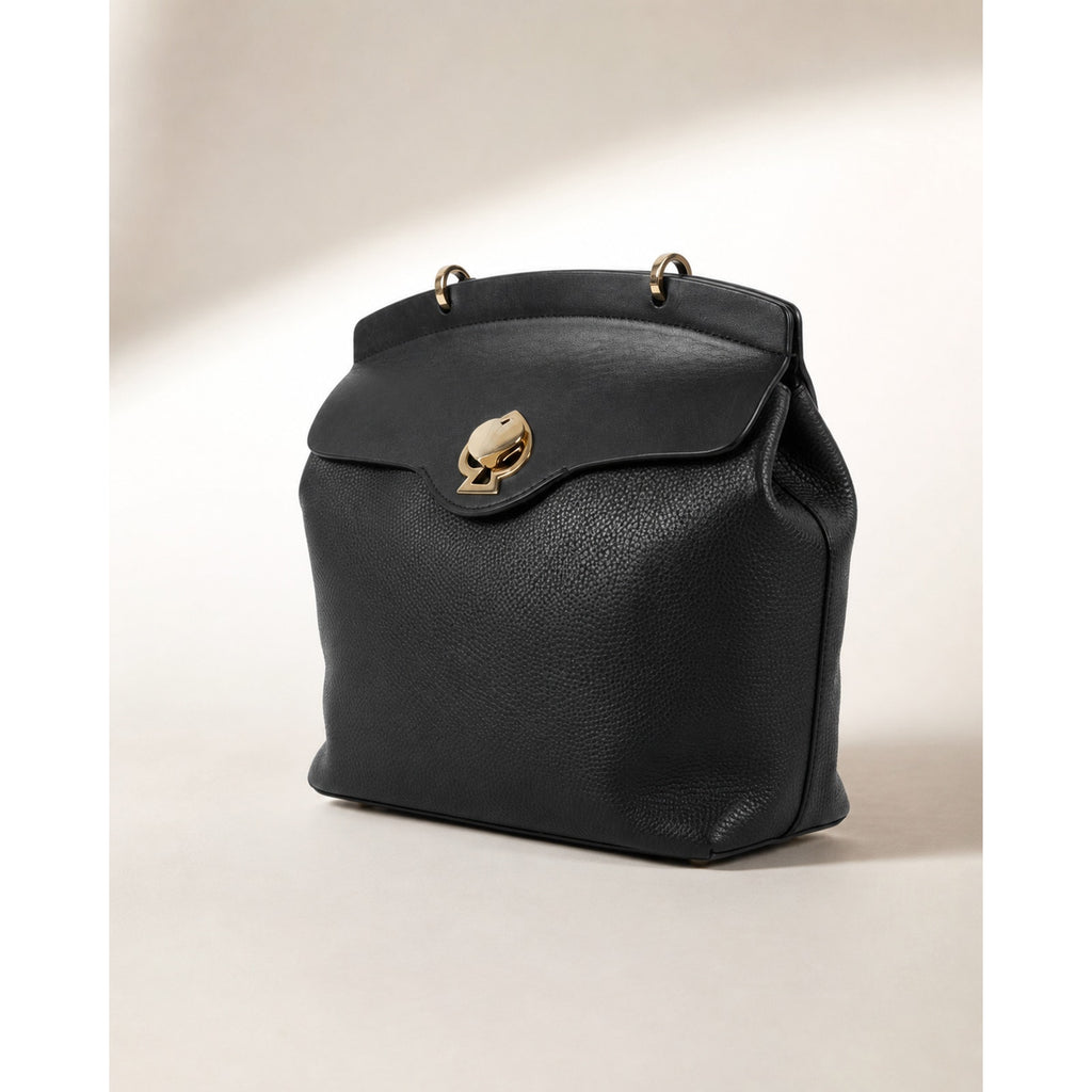 Kate Spade Romy Medium Backpack Black Pebbled Leather Gold