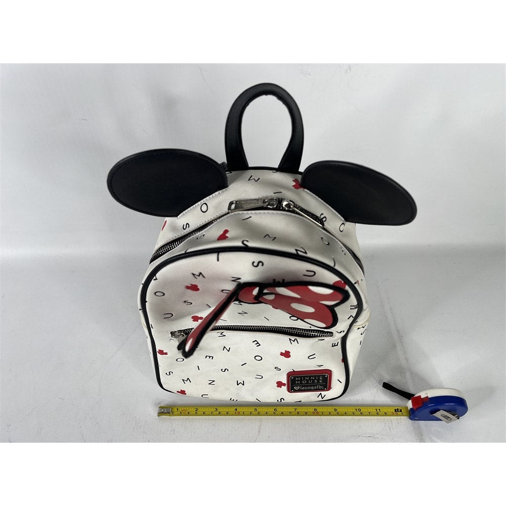 Disney Minnie Mouse Polka Dot Bow Mini Backpack White Red Black Character Bag