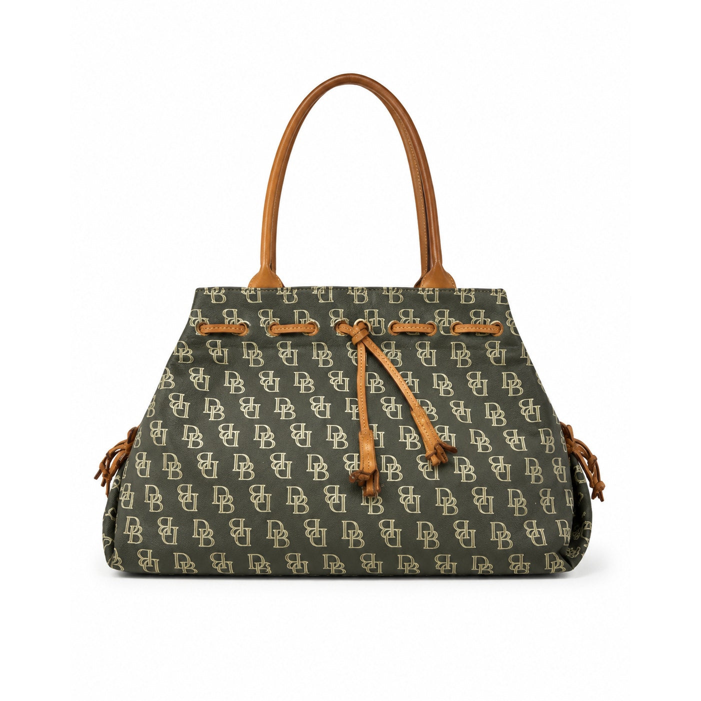 Vintage Dooney & Bourke Signature Jacquard Satchel Black Tan USA