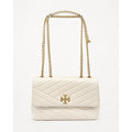 Tory Burch Kira Chevron Small Ivory Leather Convertible Shoulder Bag