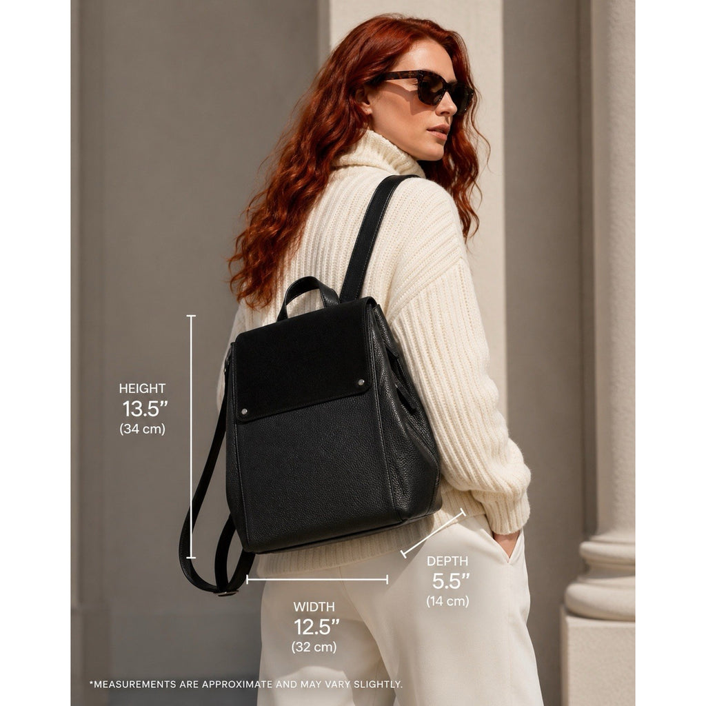 Treasure & Bond Amari Convertible Leather Backpack Black Pebbled