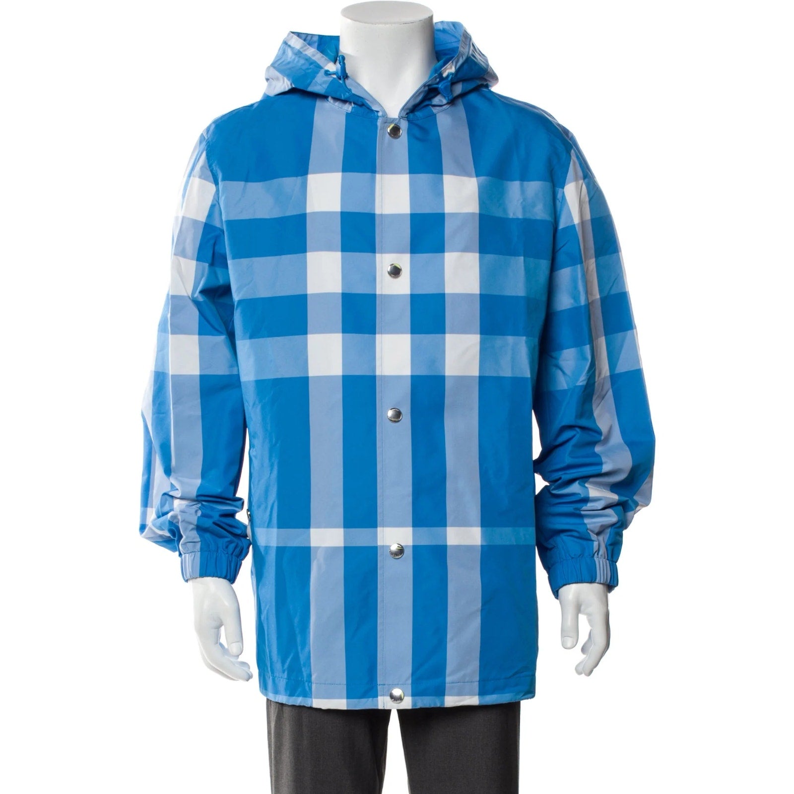 Burberry Coat Blue Nova Check Hooded Jacket XL NWT