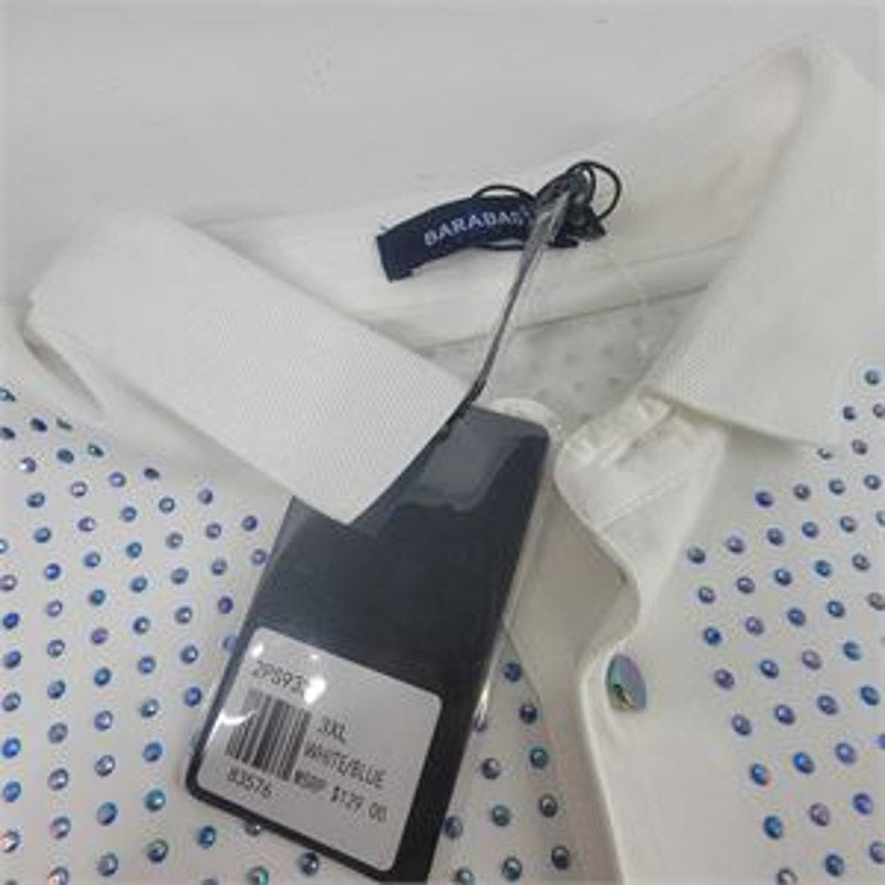 BARABAS STUDDED POLO SHIRT WHITE IRIDESCENT MEN’S 3XL NWT