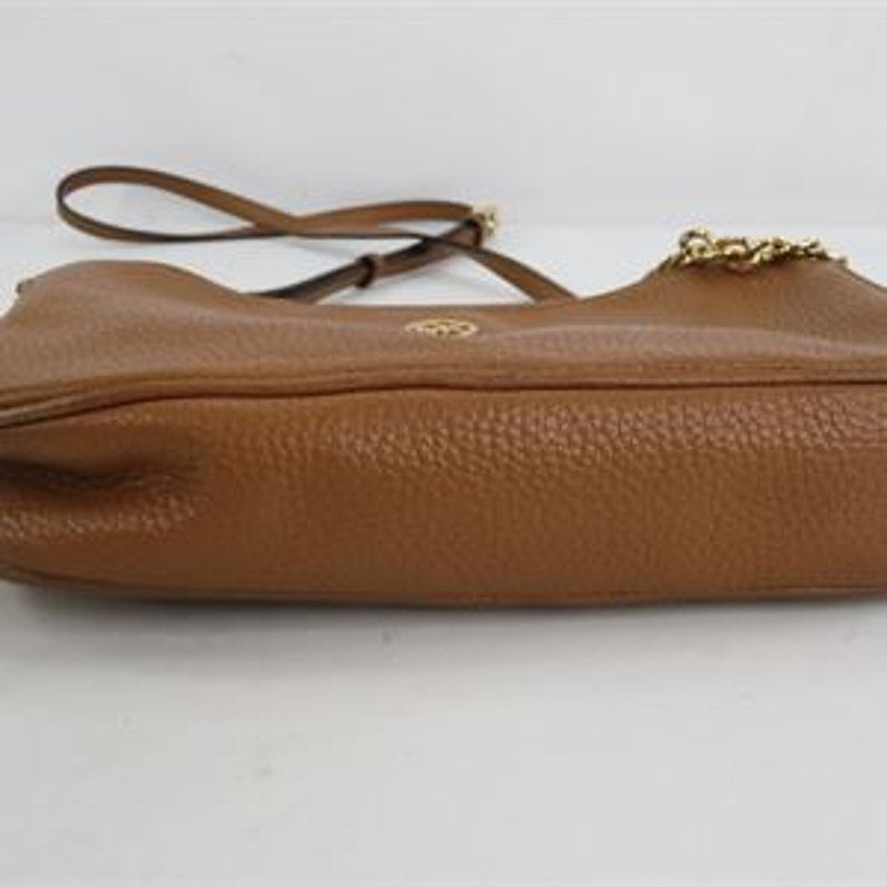 Michael Kors Brown Pebbled Leather Crossbody Bag Gold Chain
