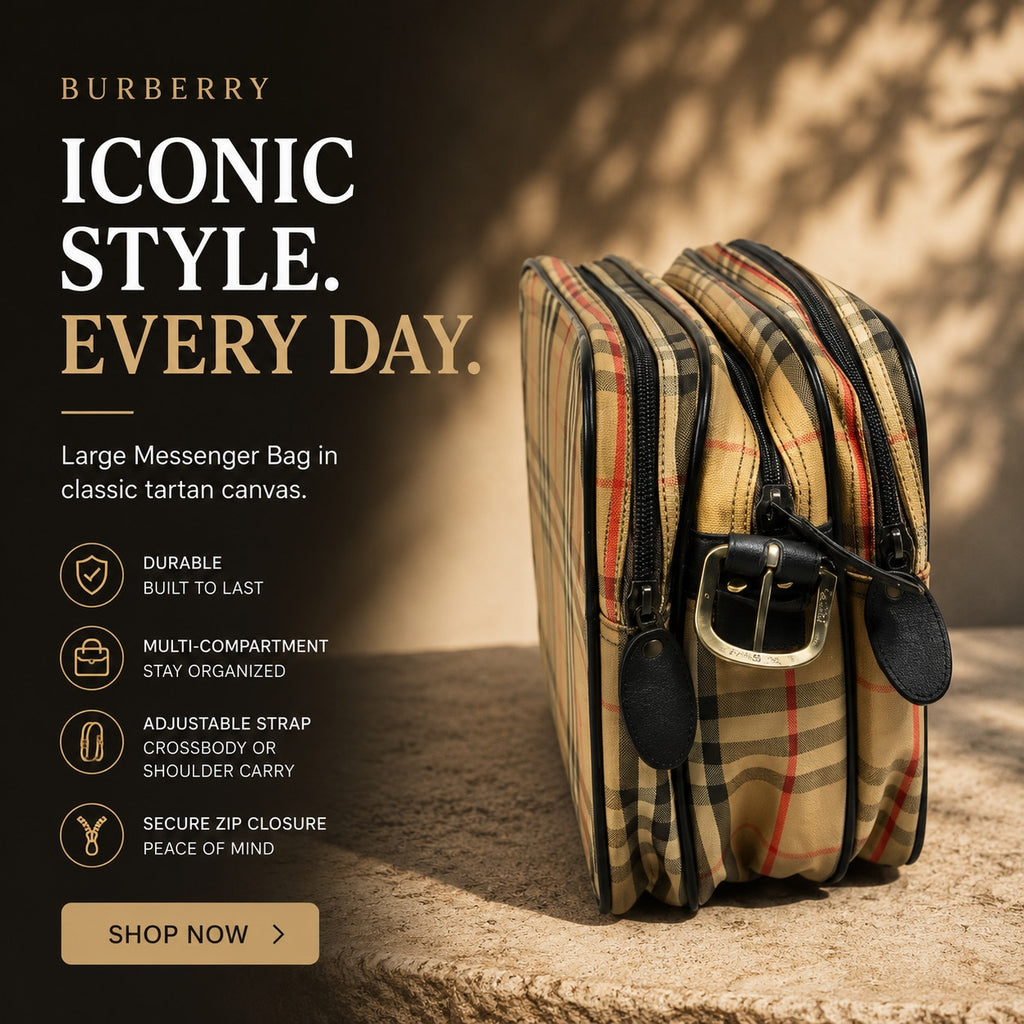 Burberry Nova Check Messenger Bag Coated Canvas Leather Crossbody