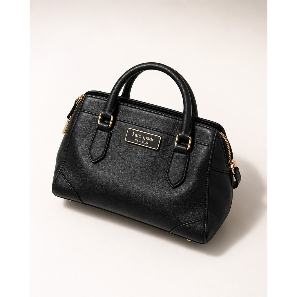 Kate Spade Darcy Small Satchel Black Leather Crossbody Gold Bag