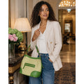 Dooney & Bourke Lucky Green Cream Canvas Leather Shoulder Bag