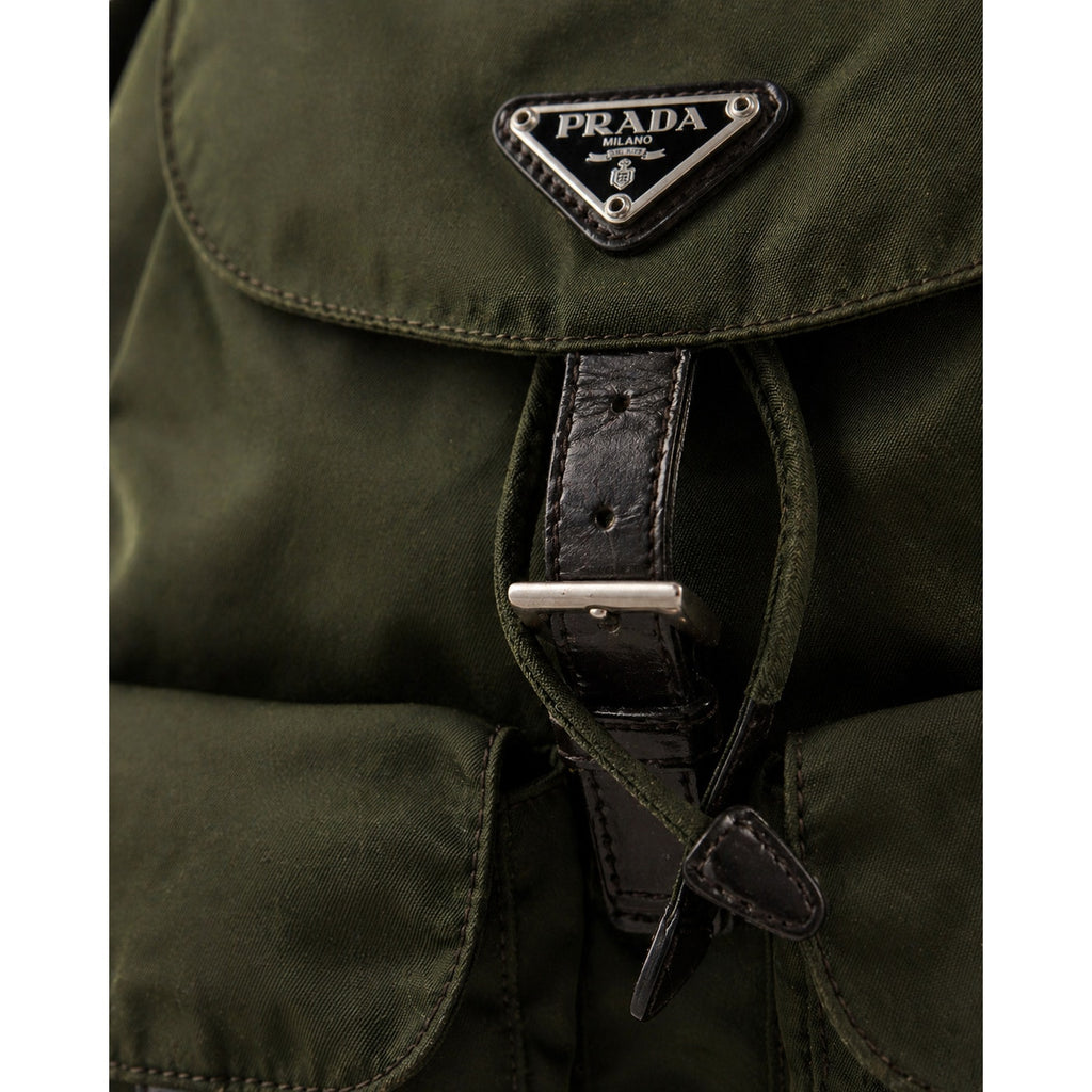 Prada Tessuto Nylon Backpack Olive Green Utility Vela Bag
