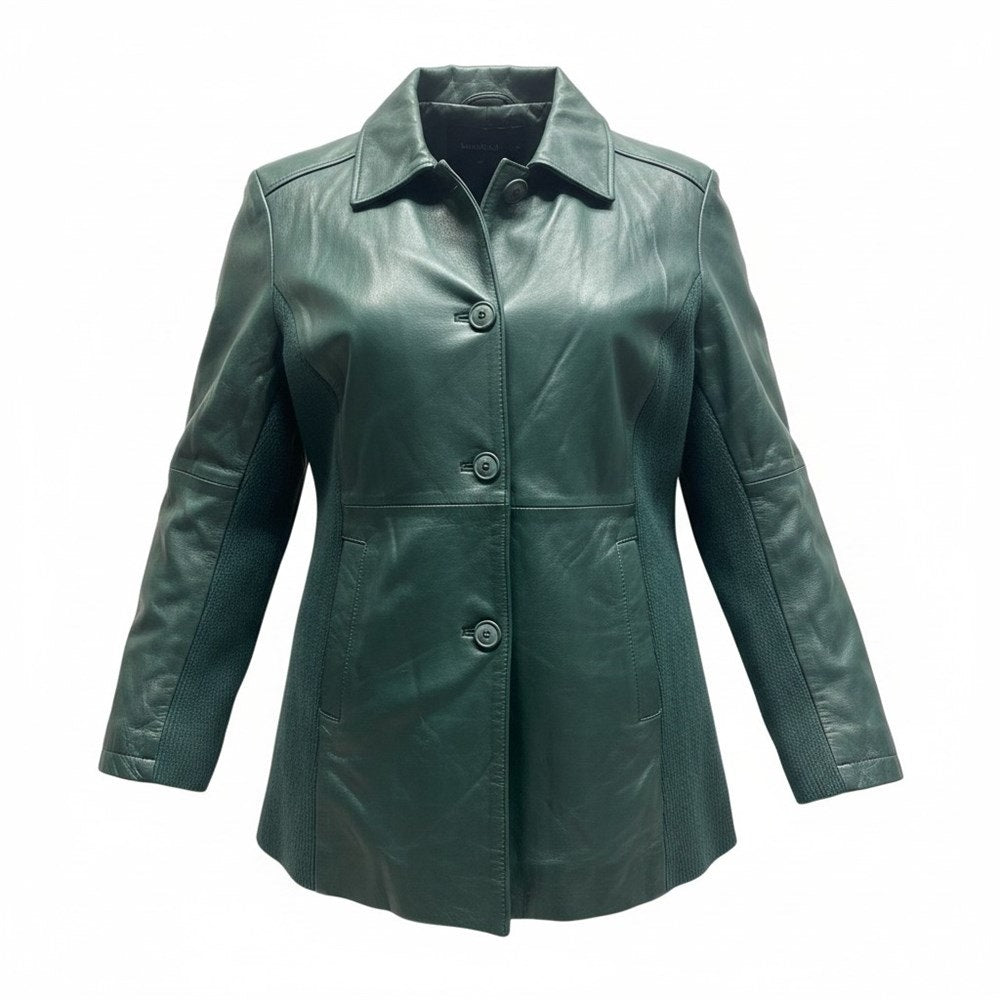 Linea by Louis Dell Olio Green Leather Jacket Women XL NWT