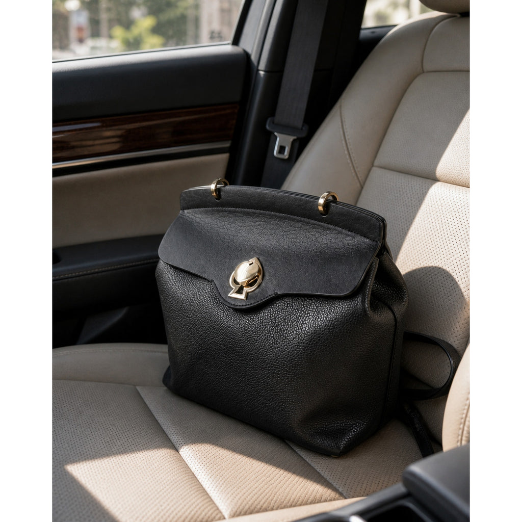 Kate Spade Romy Medium Backpack Black Pebbled Leather Gold