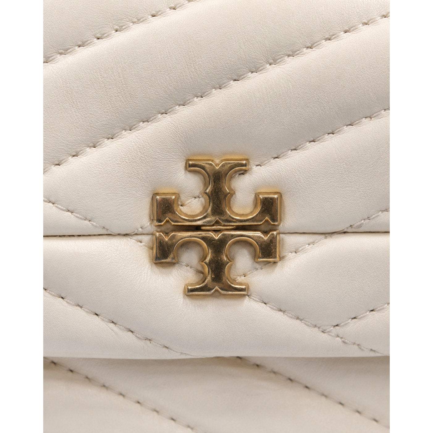 Tory Burch Kira Chevron Small Ivory Leather Convertible Shoulder Bag