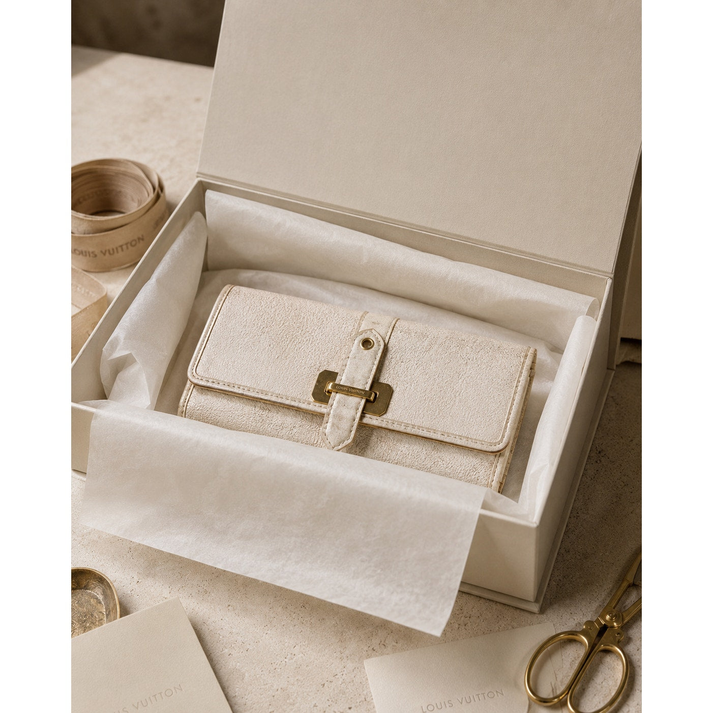Louis Vuitton Suhali Continental Wallet Leather Ivory Long Wallet