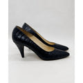 Rosina Ferragamo Schiavone Vintage Black Croc Leather Pumps Size 7