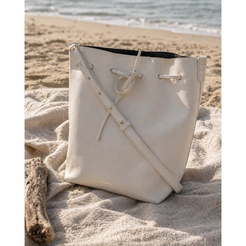 Mansur Gavriel Bucket Bag White Leather Drawstring Shoulder Crossbodyebay form