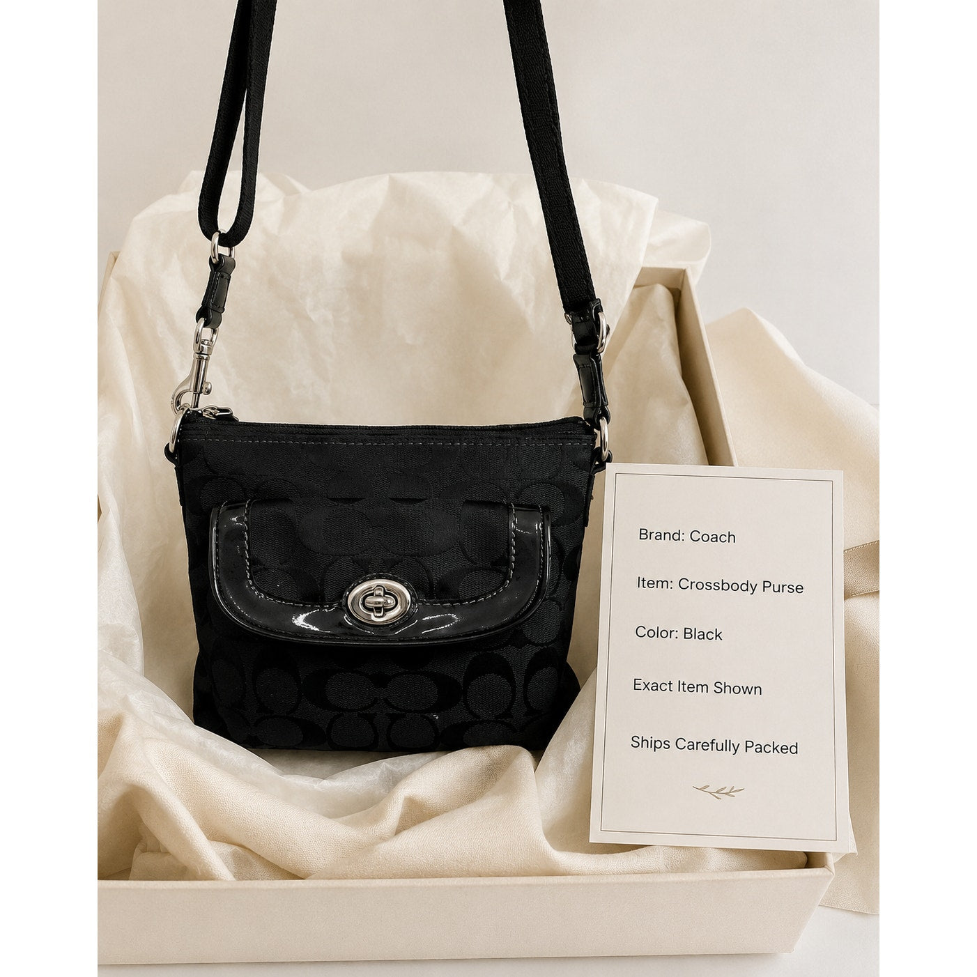 Coach Penelope Signature Jacquard Turnlock Crossbody Black Y2K