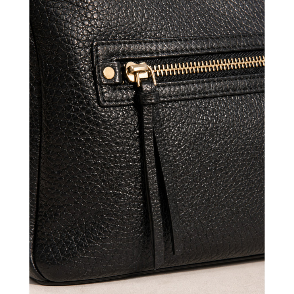 Michael Kors Rhea Black Pebbled Leather Shoulder Bag